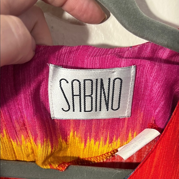 Sabino Vintage 80s Red Colorful Stripe Art Short Sleeve Maxi Dress Large XL - Picture 2 of 8